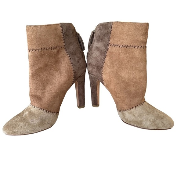 Joie EU 38 US 7 Briona Patchwork Bootie Chestnut Multi Brown Leather Suede Boots - Picture 8 of 9